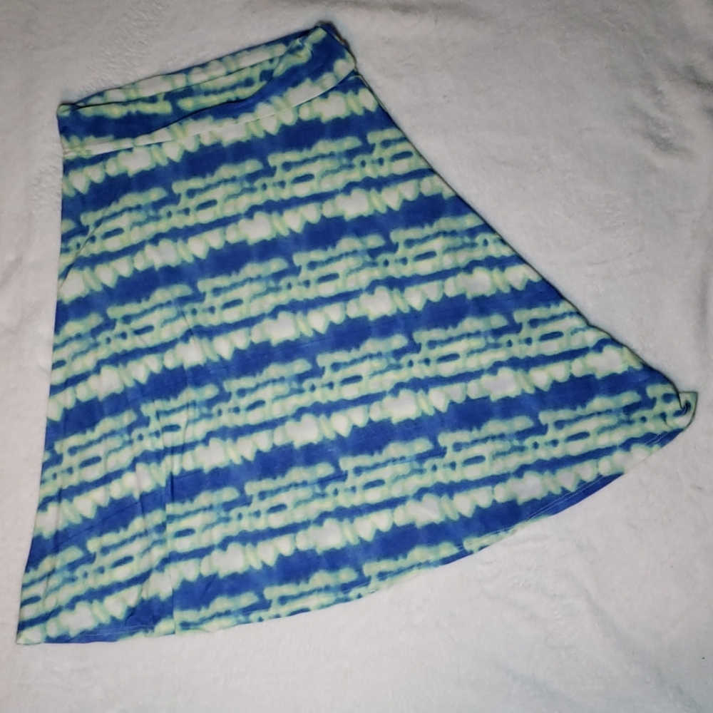 Lularoe Blue and Turquoise Knee Length Skirt
